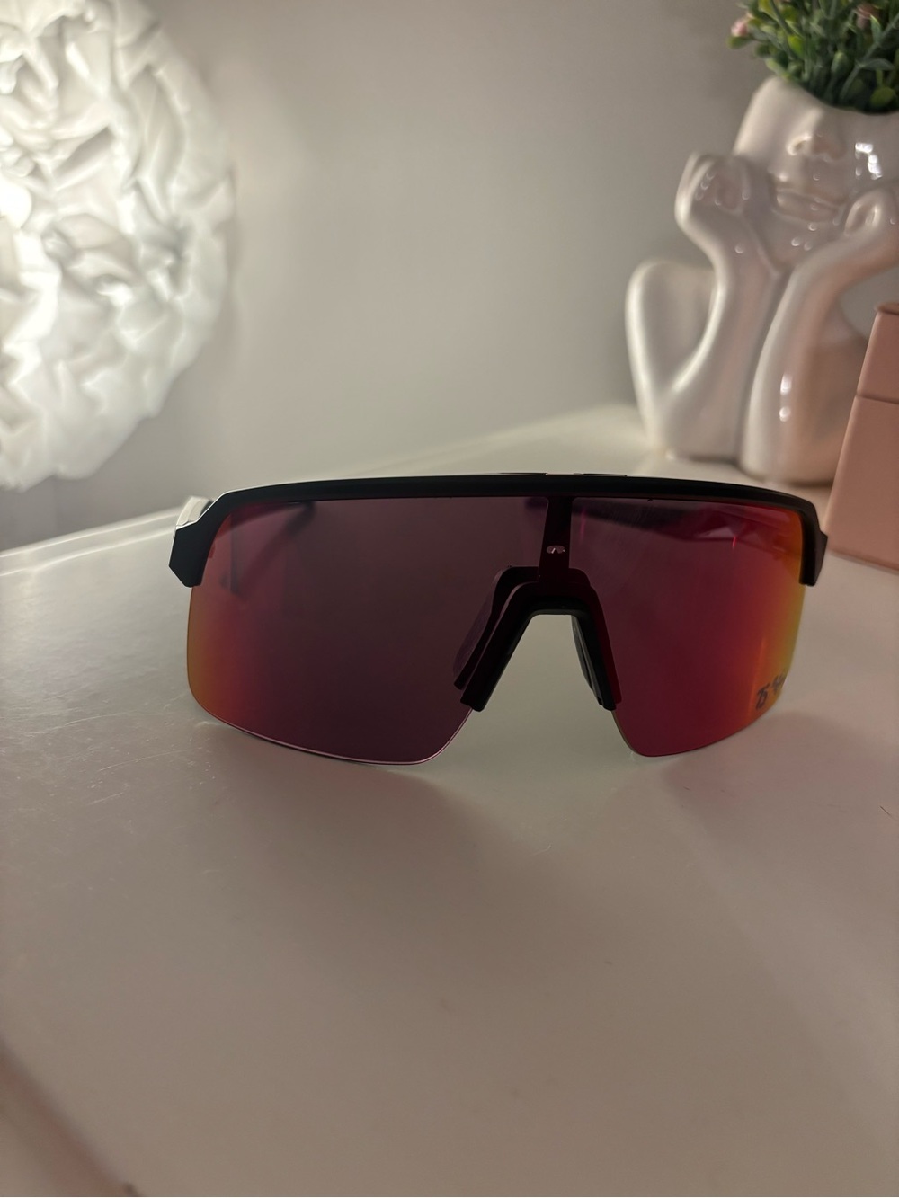 Oakley Shield Sunglasses with Red/Orange Mirror Lens and Black Frame